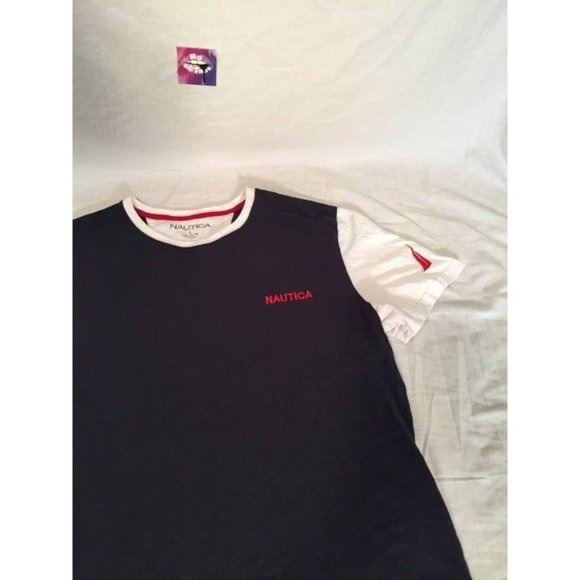 Nautica Colorblock Shirt Mens sz Large Colorblock Short Sleeve T-Shirt - Picture 2 of 5